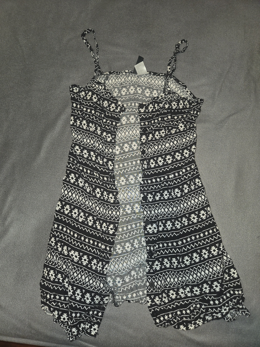 Divided Black and White Tribal Open-Front Top